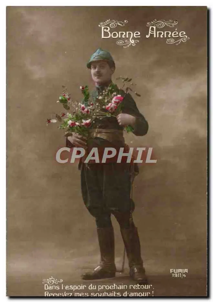 Soldat im Uniform — Neujahrskarte 1911/4 — Furia - Vorderseite