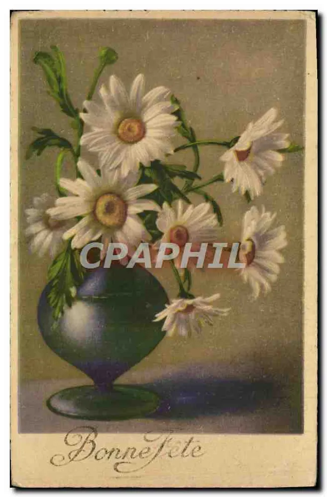 Bouquet von Margeriten — in einem blauen Vase — Verlag Charme 815 - Vorderseite