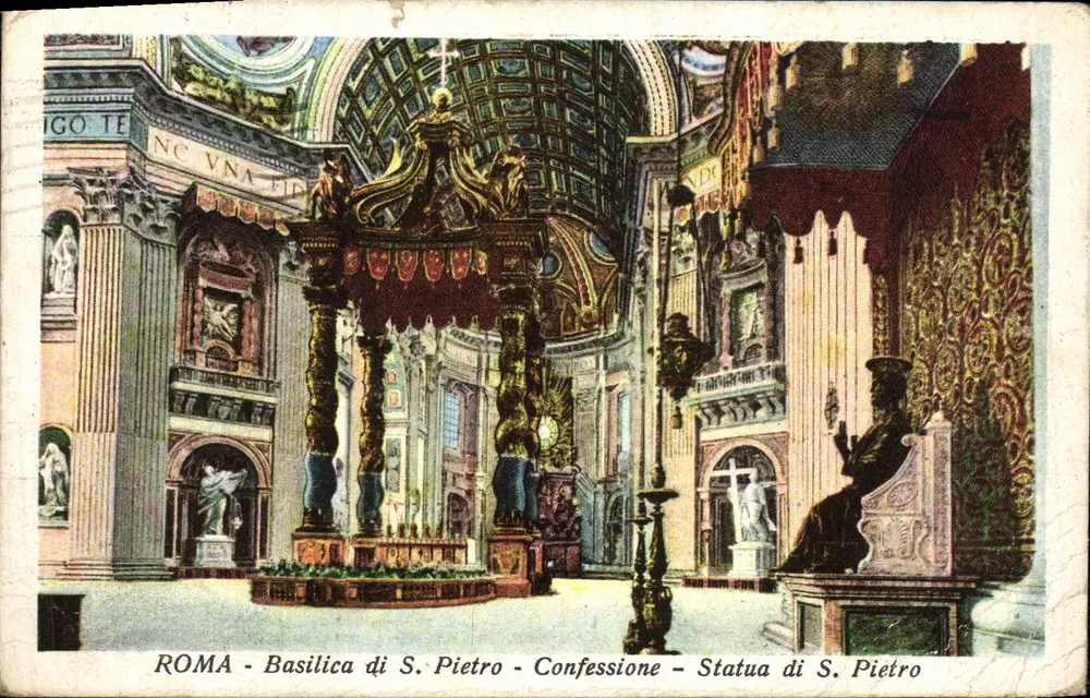 Roma - Basilica di S. Pietro - Confessione - Statua di S. Pietro — Verlag G. M. Roma - Vorderseite