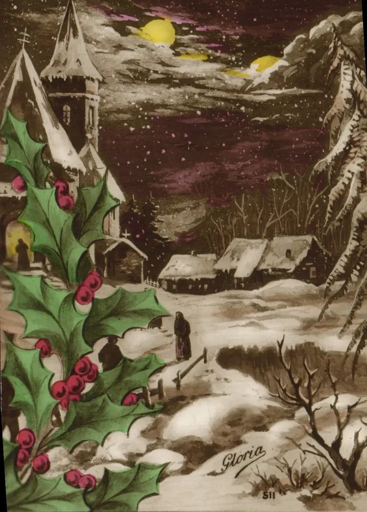 Chapelle-au-Bibout — Winterlandschaft mit Kirche und Eibe — Gloria, n° 511 - Vorderseite