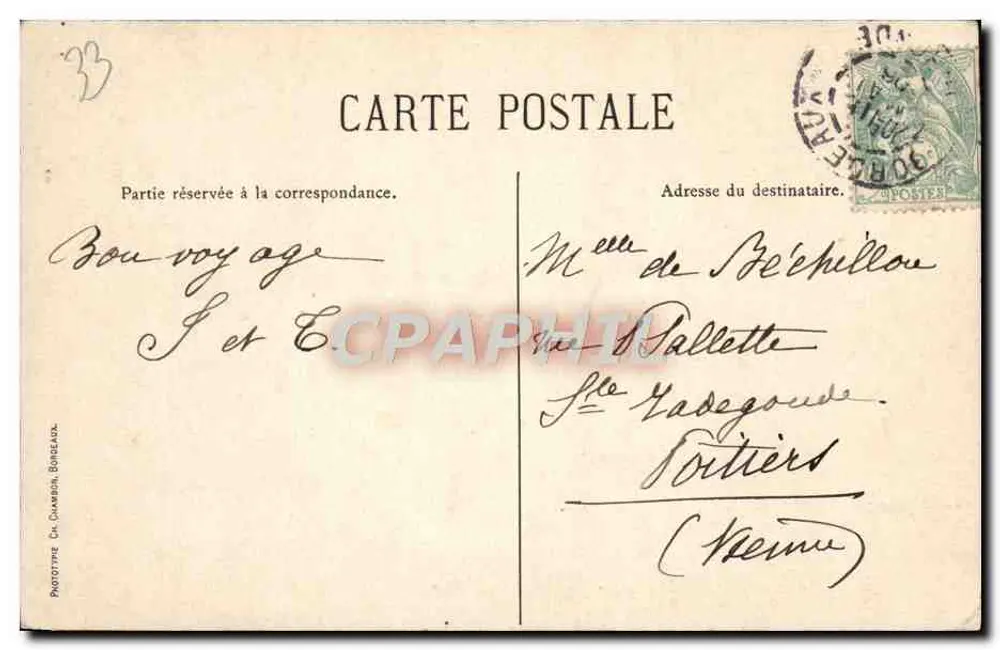 Bordeaux — Strzała św. Michała — C.C. — nr 108 - Rewers