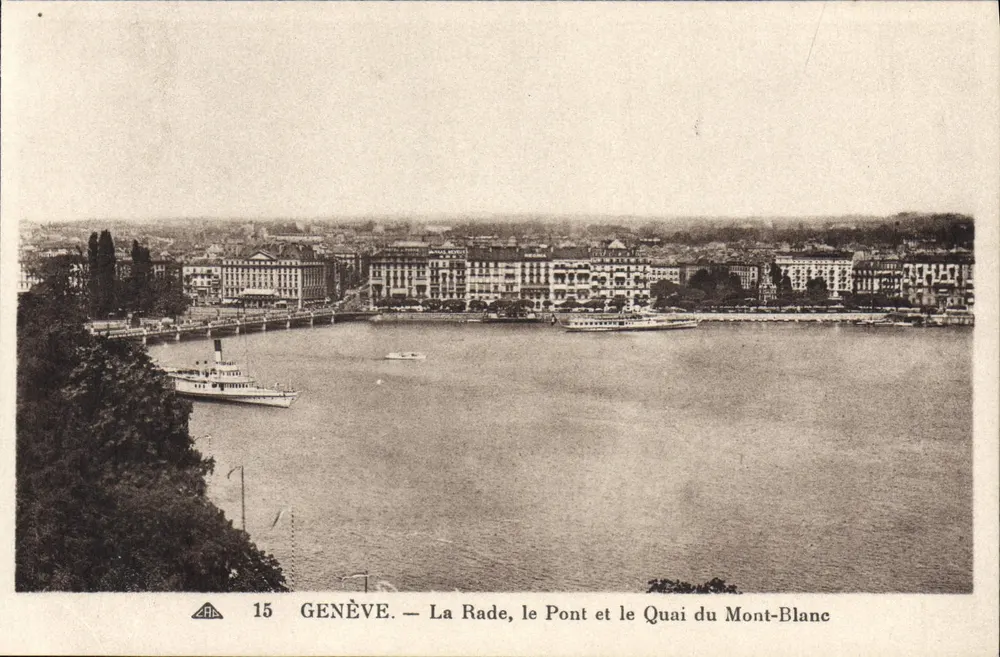 GENÈVE — Der Hafen, die Brücke und der Quai du Mont-Blanc - Vorderseite