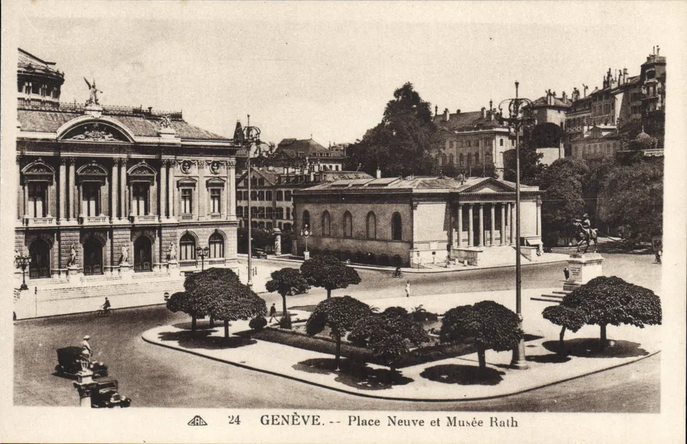 Genebra — Praça Nova e Museu Rath — editor ARB, n° 24 - Frente