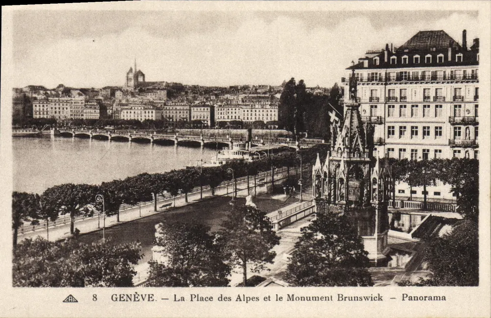 Genève — La Place des Alpes et le Monument Brunswick — Panorama - Vorderseite