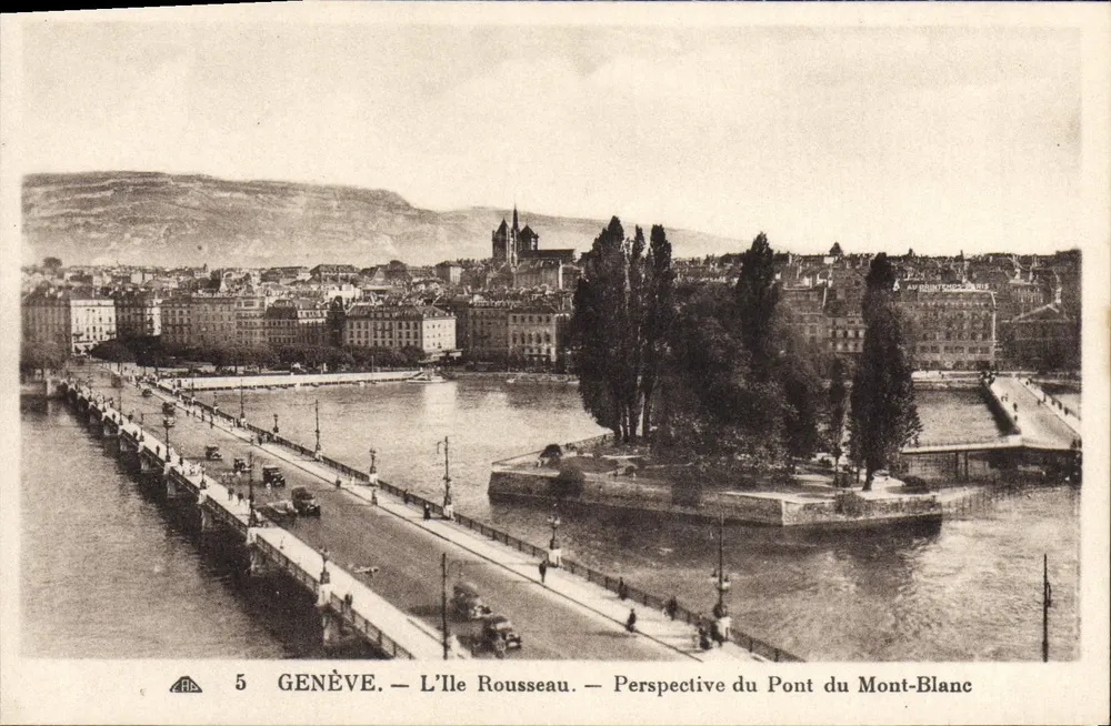 Genève — L'Île Rousseau — Perspective du Pont du Mont-Blanc - Recto