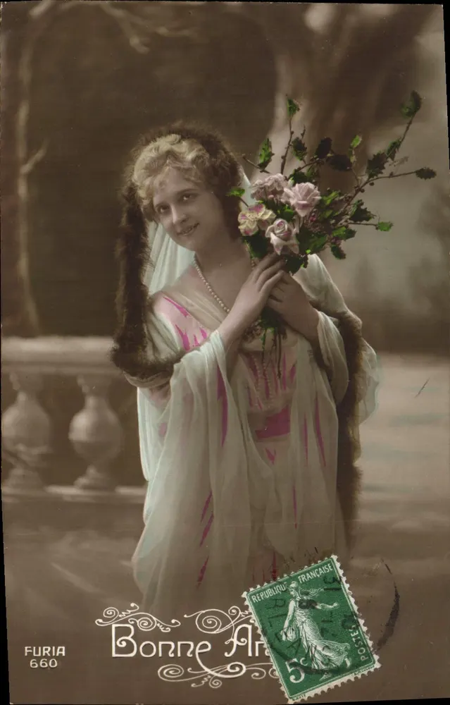 Frau in weißem Kleid mit Blumenstrauß — Furia 660 — Verlag: Furia - Vorderseite
