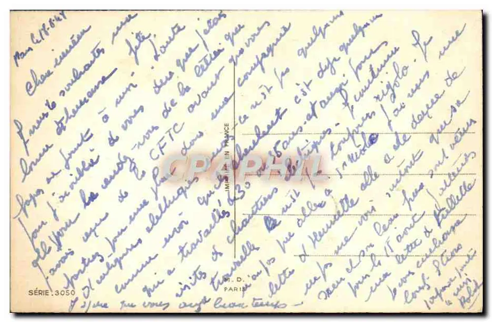Blumenstrauß weißer Rosen — Verlag M.D. Paris, Serie 3050 - Rückseite