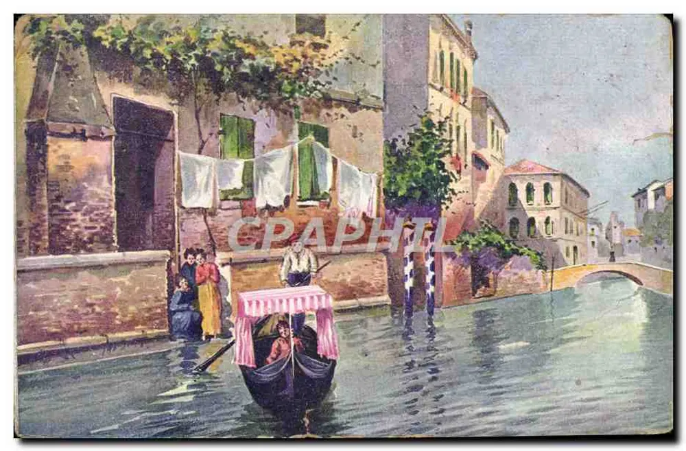 Venise — canal avec gondole et lavandières — Édition spéciale du Chocolat Poulain - Frente