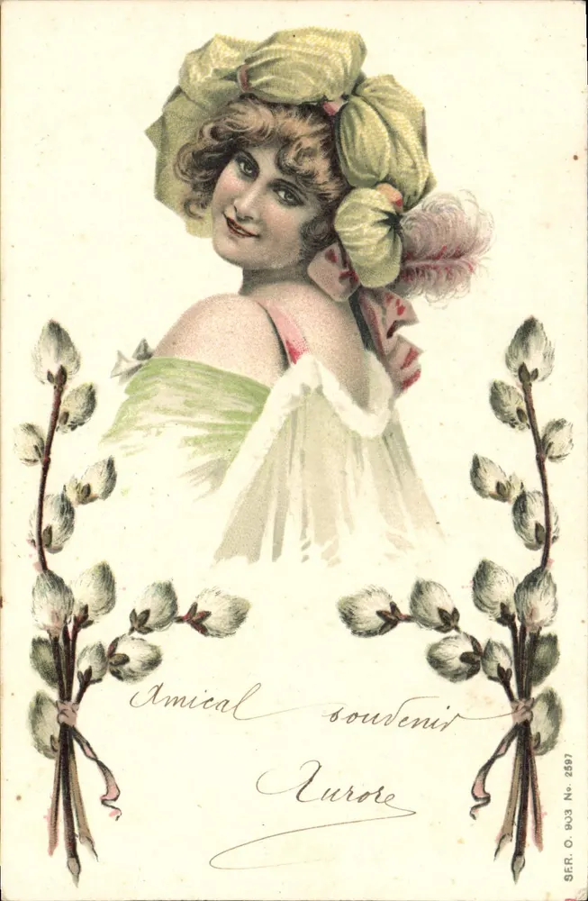 Junge Frau mit Hut — freundschaftliches Andenken — G.E.R. O. 903 Nr. 2897 - Vorderseite