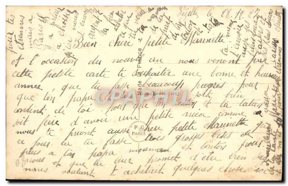 Kleine Mädchen und Hund in der Schnee — Frohe Neujahr — PC Paris 2289 - Rückseite