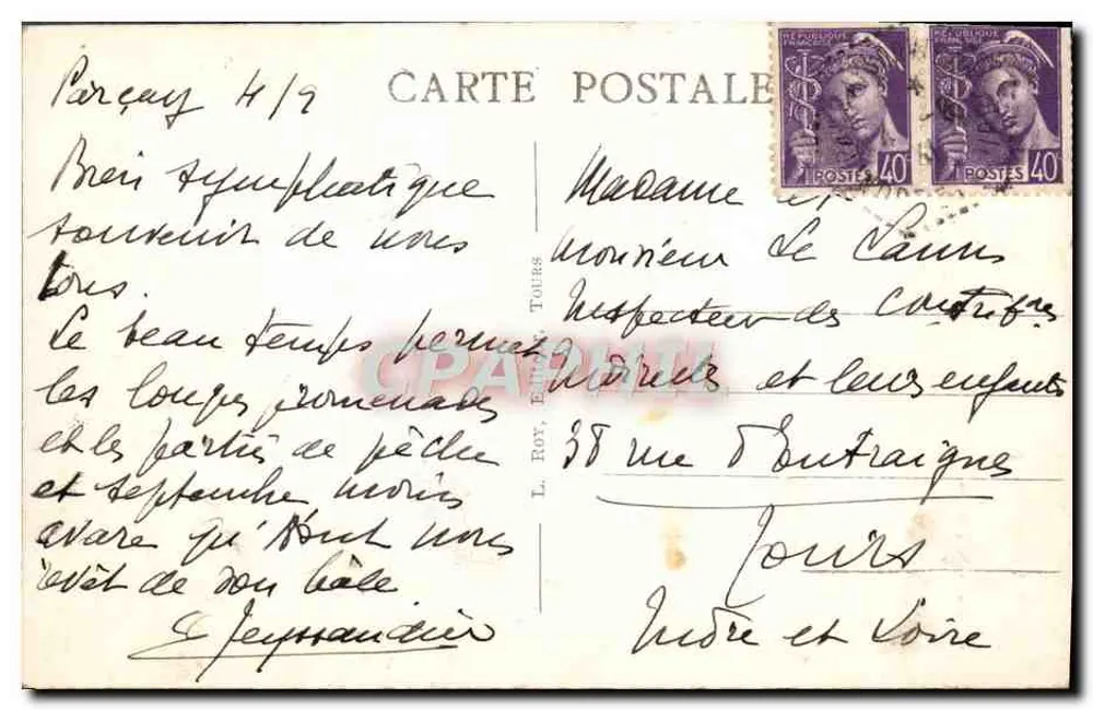 Parçay-sur-Vienne — Portal der Kirche aus dem Mittelalter — Verlag unbekannt - Rückseite