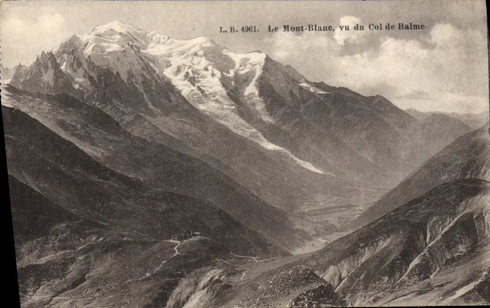 O Mont-Blanc, visto do Col de Balme — L.B. 4961 — Edição Louis Burgy, Lausanne - Frente