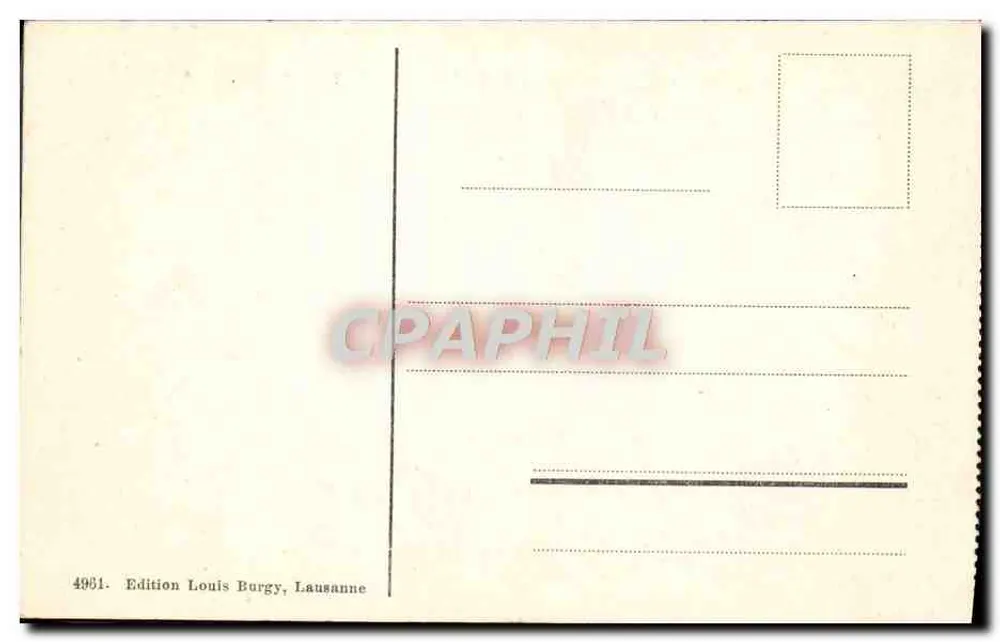 O Mont-Blanc, visto do Col de Balme — L.B. 4961 — Edição Louis Burgy, Lausanne - Verso