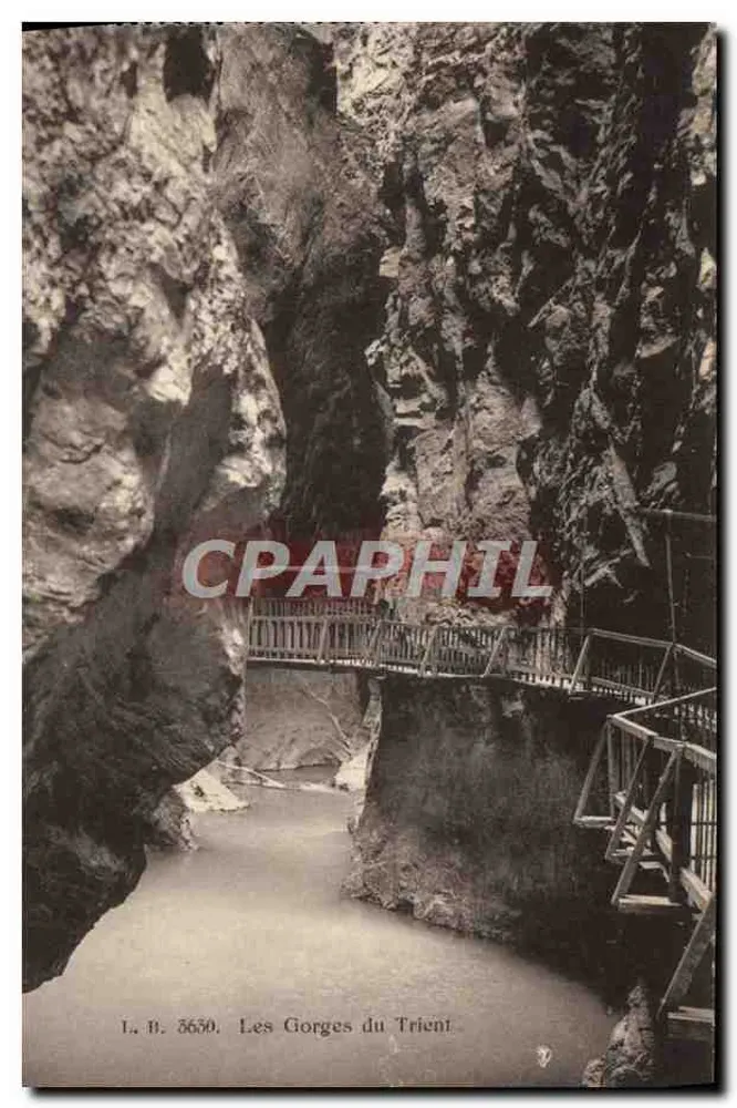 As Gorges do Trient — vista das falésias e ponte — L. B. 3650 - Frente