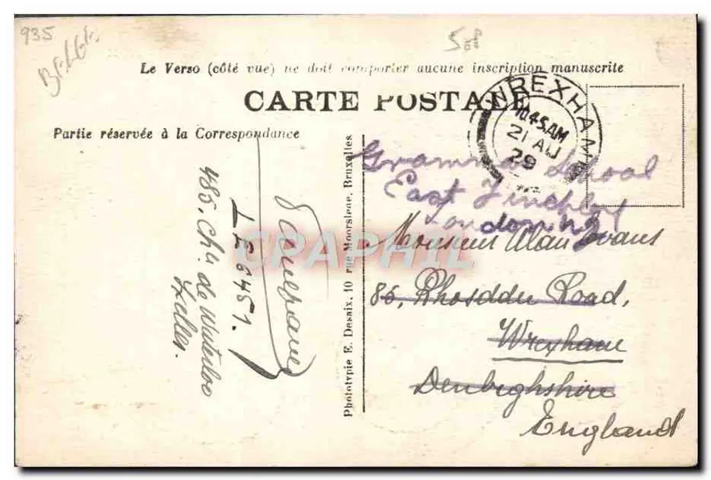 Tal der Amblève — Les Fonds de Quarreux — Phototypie E. Deaix, Brüssel - Rückseite