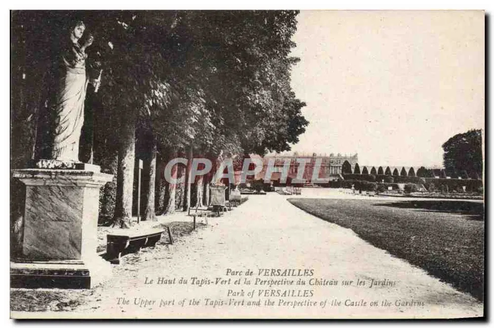 Park von VERSAILLES — Der Obere Teil des Tapis-Vert und die Perspektive des Schlosses über die Gärten — Verlag Nr. 79 - Vorderseite
