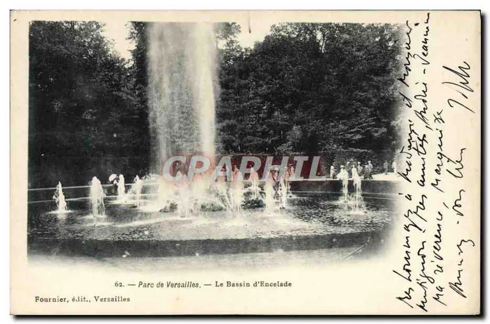 Parco di Versailles — Il Bassin d'Encelade — Fournier, editore, Versailles - Recto
