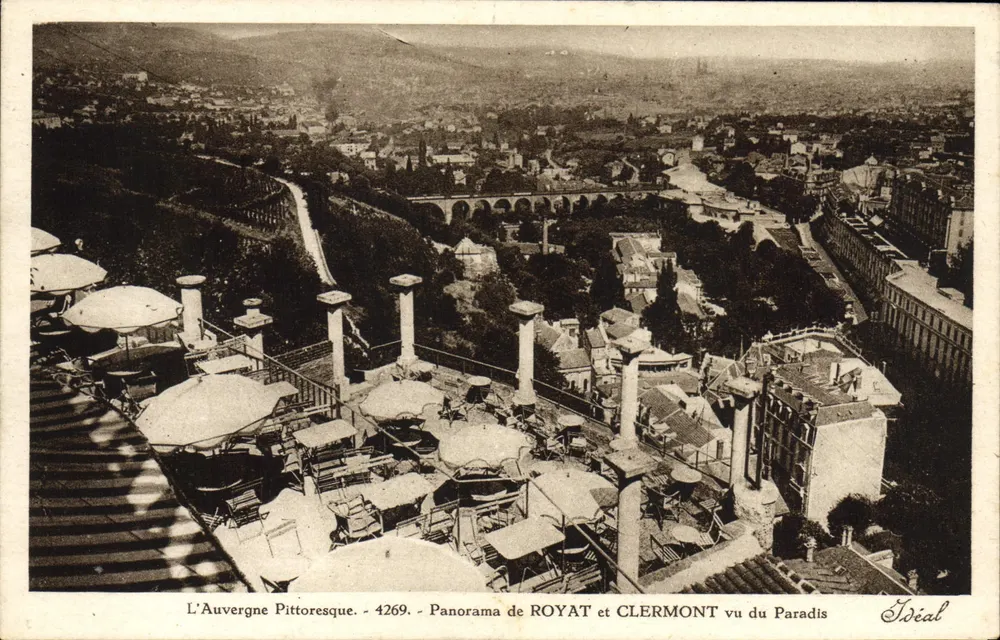 Panorama di ROYAT e CLERMONT visto dal Paradis — L'Auvergne Pittoresque — n° 4269 — Editore Ideale - Recto