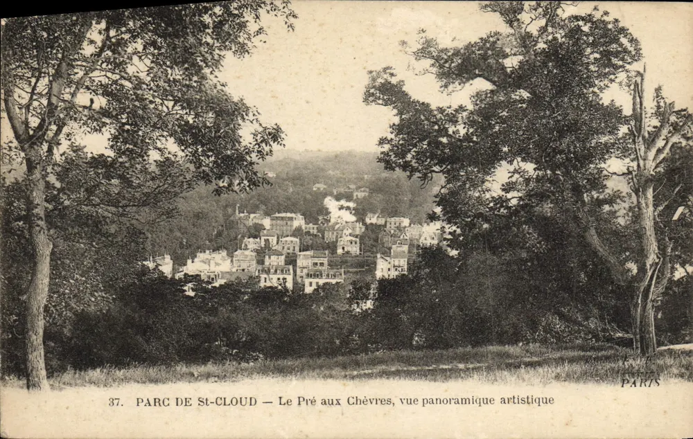 PARC DE ST-CLLOUD — Le Pré aux Chèvres, widok panoramiczny artystyczny — Wydawca Paryż - Awers