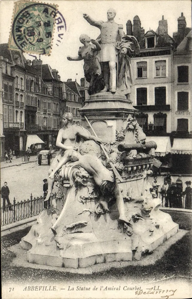 Abbeville — Die Statue des Admirals Courbet — Verlag Delannoy, n°71 - Vorderseite