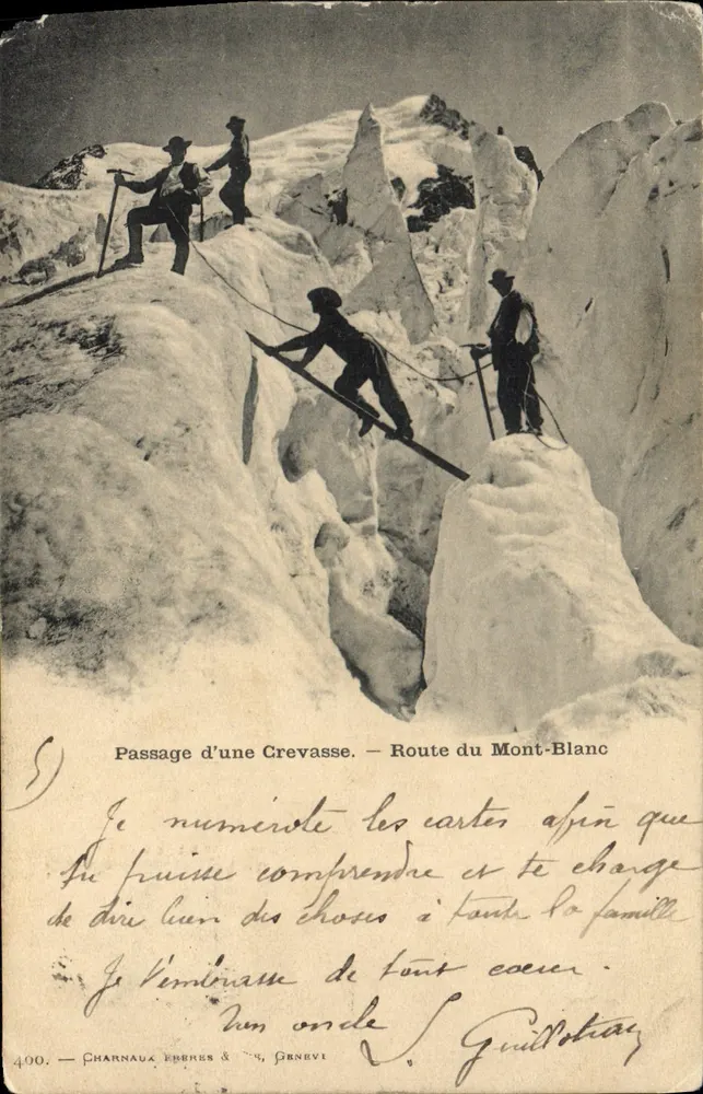 Überquerung einer Schneewehe — Route du Mont-Blanc — Charnaux Frères & Cie, Genf - Vorderseite