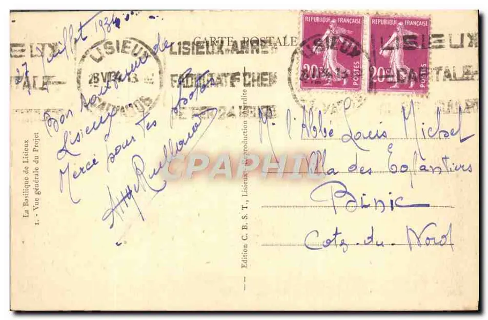 A Basílica de Lisieux — Vista geral do projeto — Edição C.B.S.T., Lisieux - Verso