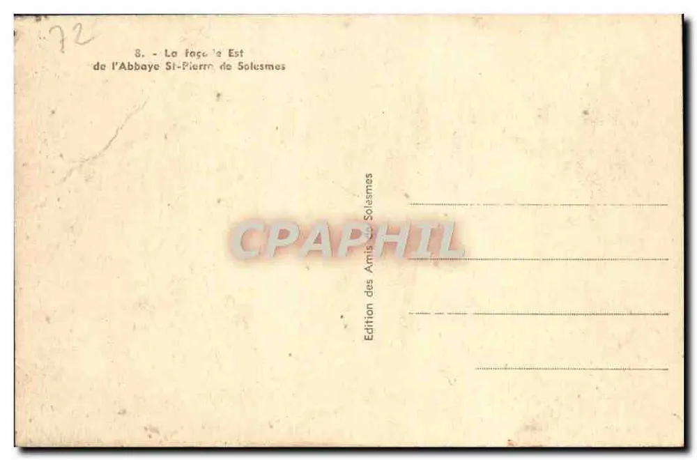 Abadía de San Pedro de Solesmes — Fachada Este — Edición de los Amigos de Solesmes, n°8 - Reverso
