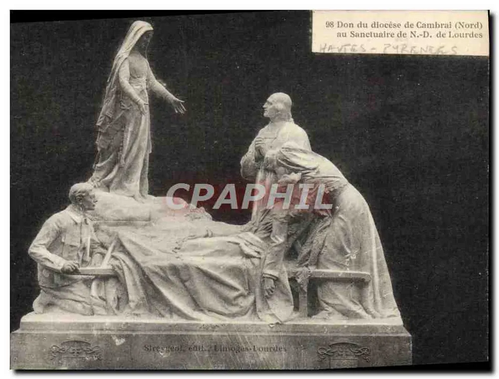 Statue der Gottesmutter von Lourdes — Geschenk des Bistums Cambrai (Nord) — HAVIES - PYRÉNÉES - Vorderseite