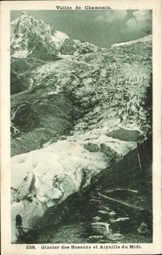 Tal von Chamonix — Gletscher des Bossons und Aiguille du Midi — Verlag Aug. Goutet, Nr. 338 - Vorderseite