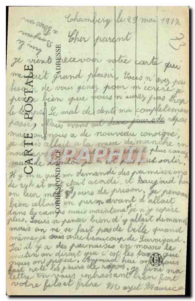 Chambéry (Savoie) — Cruz do Nivolet (alt. 1546 m.) — erguida em 1910 - Verso