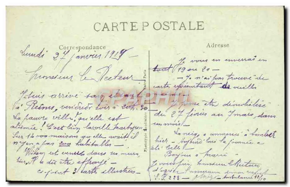 Reims bombardiert — Ruinen des Erzbistums — Phot-Express — Visé Paris - Rückseite