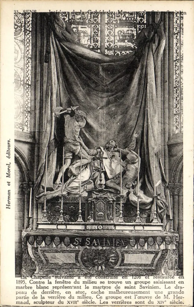 Interior da Catedral de Sens — Capela de São Savinien — Herman et Morel, editores - Frente