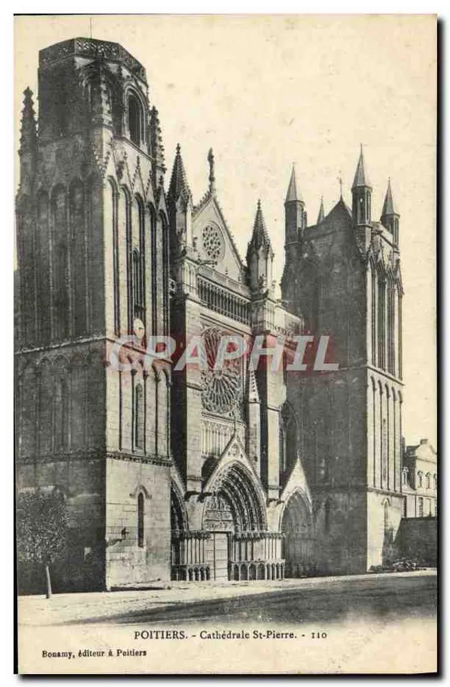 Poitiers - Catedral de São Pedro — Bonamy, editor em Poitiers, n° 110 - Frente