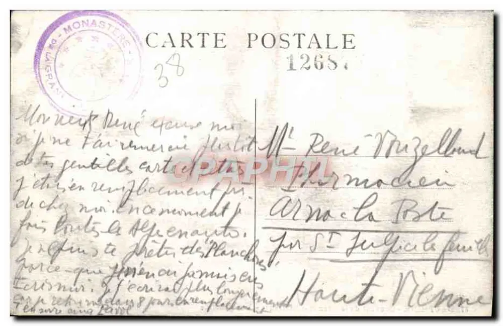 Dauphiné - Couvent de la Grande-Chartreuse - Vue générale — éditeur CIP A, n° 87 - Verso
