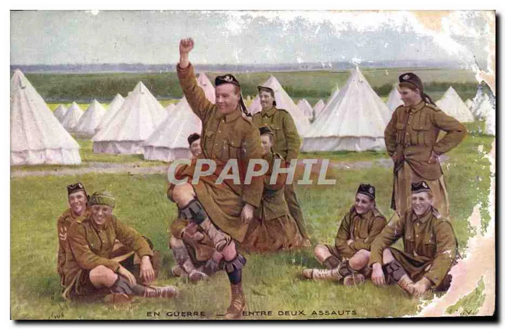Soldats britanniques en campement — scène de repos entre deux assauts — éditeur 'N.V.' - Vorderseite