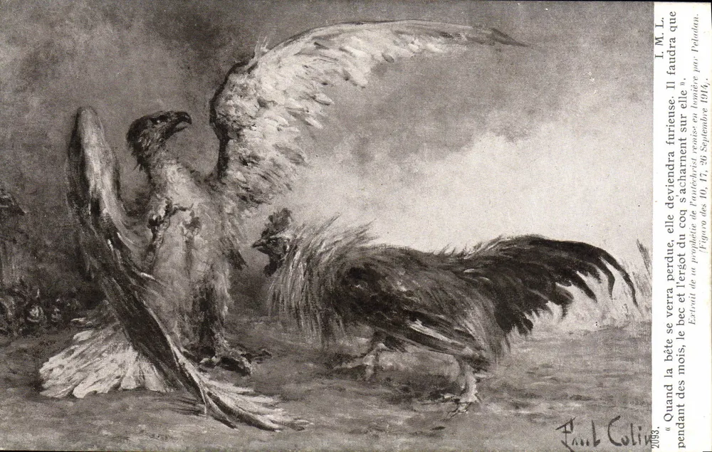 Combate de un águila y un gallo — Extracto de la profecía del Apocalipsis — Paul Colliot - Anverso