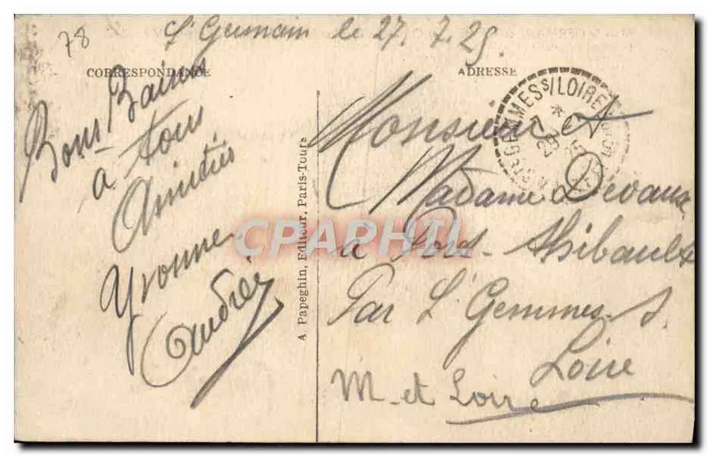 St-GERMAIN-en-LAYE (S-et-O.) — O Pavilhão Henri IV — A.P. — 10 de Setembro de 1919 - Verso