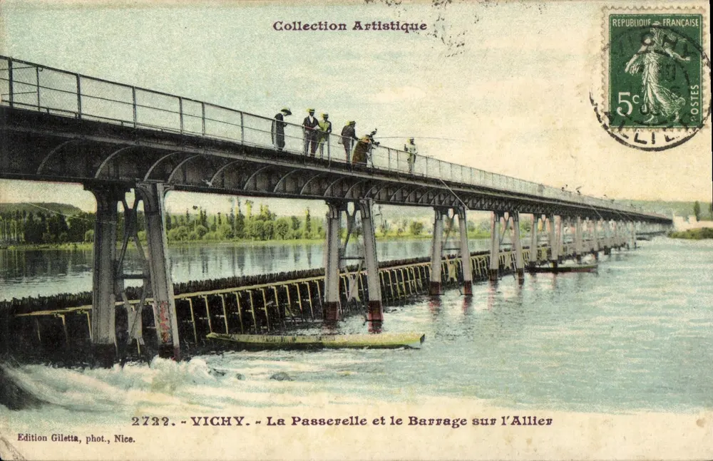Vichy — Die Passerelle und der Staudamm auf der Allier — Edition Giletta, phot., Nice, n° 2732 - Vorderseite