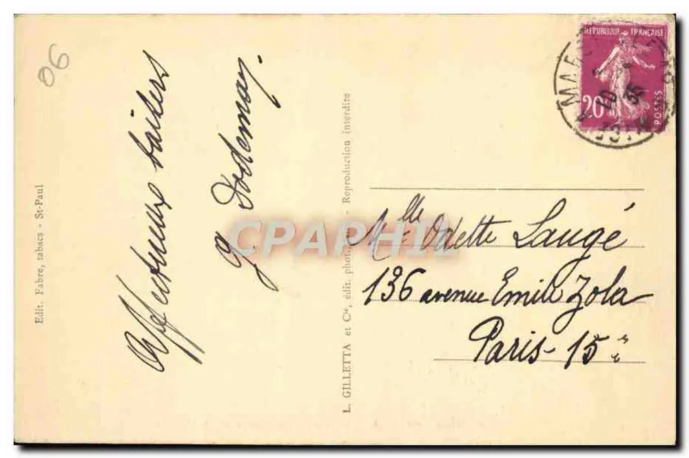 Côte d'Azur - Saint-Paul (A.M.) - Vista geral e a Vale — Gilletta - Verso
