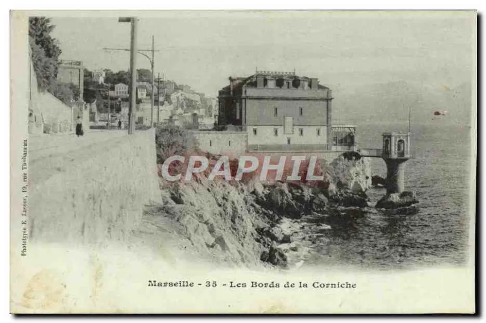 Marselha - 35 - Os Bordos da Corniche — Fototipia E. Laour, 19, rue Tisbahan - Frente