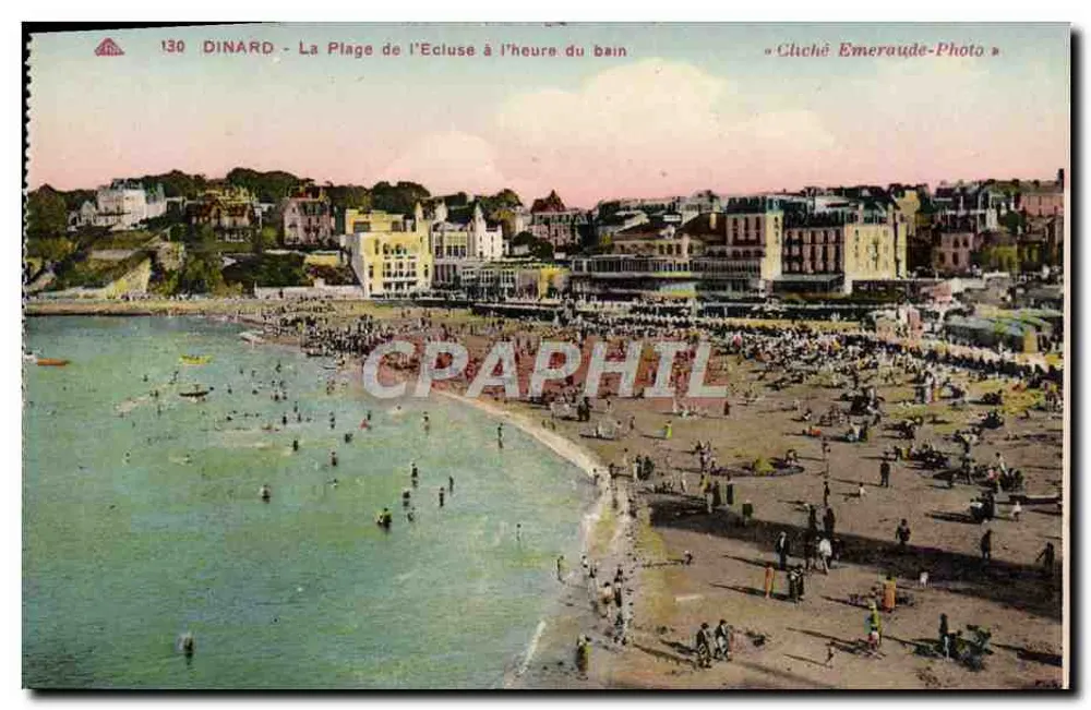 Dinard - A Praia da Ecluse no horário do banho — Cliché Emeraude-Photo, n°130 - Frente