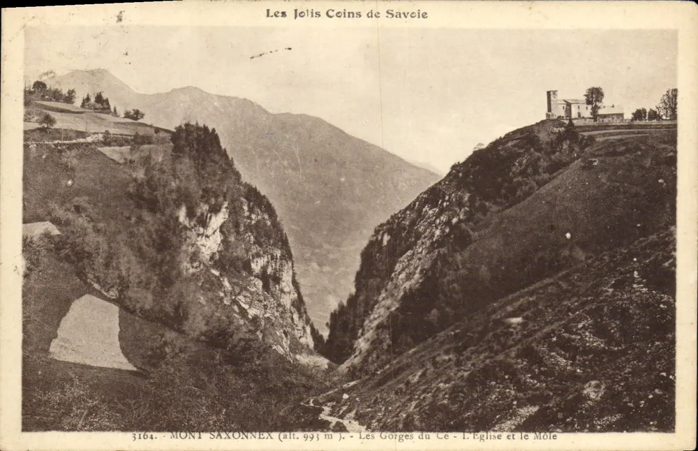 Mont Saxonnex (alt. 993 m) — Die Gorges du Cé — Die Kirche und der Mole — Edition ABEM, Nr. 3164 - Vorderseite