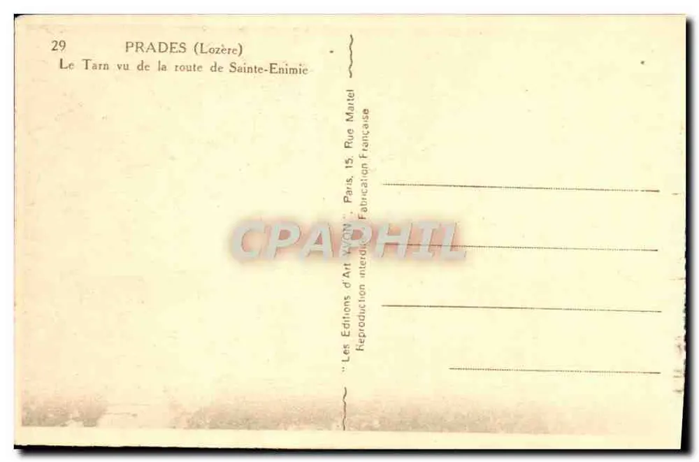Der Tarn von der Straße nach Sainte-Enimie gesehen — Prades (Lozère) — Les Editions d'Art WYGN, Paris - Rückseite