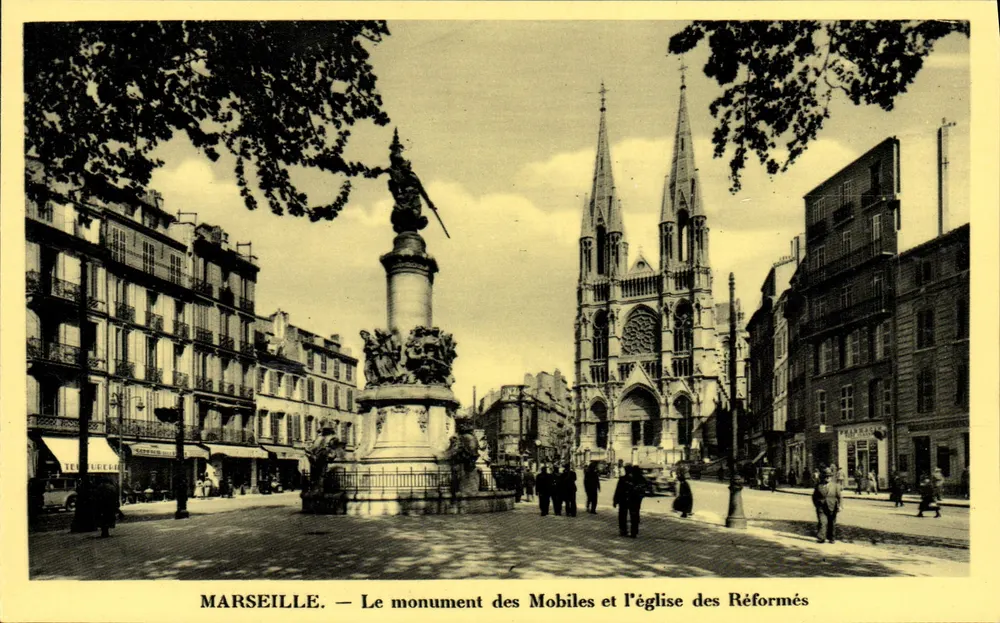 Marseille. — Das Denkmal der Mobiles und die reformierte Kirche - Vorderseite