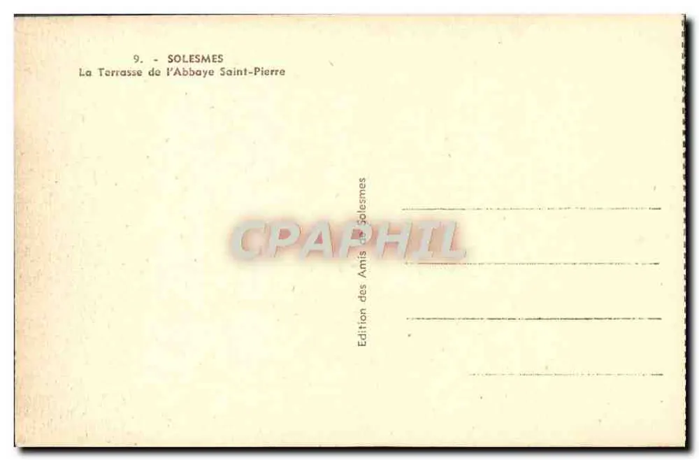 Pátio da Abadia de São Pedro — Solesmes — Edição dos Amigos de Solesmes - Verso