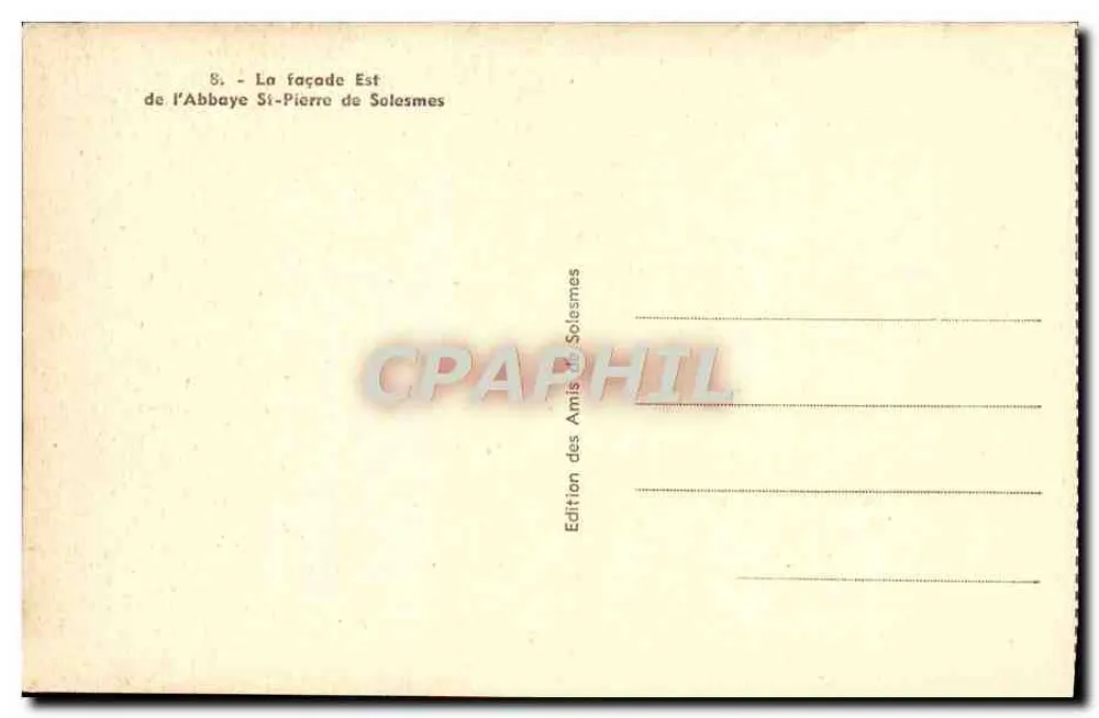 Abadia de São Pedro de Solesmes — Fachada Leste — Édition des Amis de Solesmes - Verso