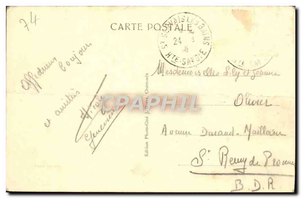 Ascension d'un Sérac au Mont-Blanc — éditeur J. Duret, Charmantix, n° 18520 - Rückseite