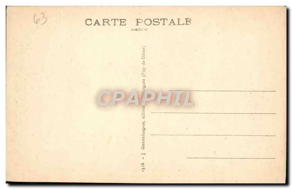 Mont-Dore — Paisagem, Vale do Inferno — J. Goutteranges, editor Puy-de-Dôme - Verso