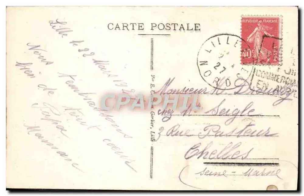 Lille - Denkmal für Desrousseaux - E.C. Chanson du "P'tit Quinquin" - Rückseite