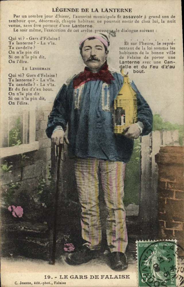 Le Gars de Falaise — Légende de la Lanterne — C. Jeanne, édit.-phot., Falaise - Recto
